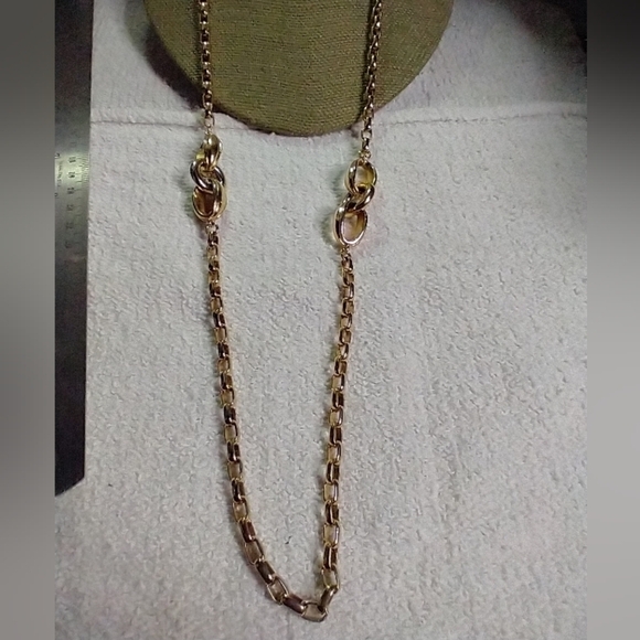 Long goldtone chain necklace statement runway - Picture 1 of 6